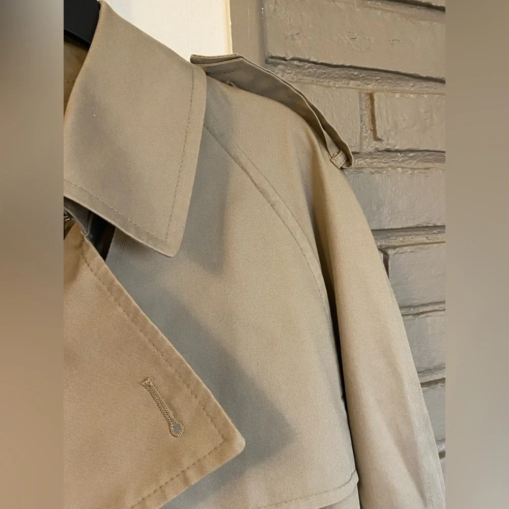 Vintage Classic Spring Men's Khaki Trench Coat with Belt 40R